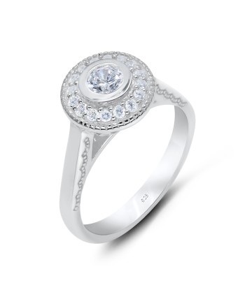 Shimming Round CZ Silver Ring NSR-3236